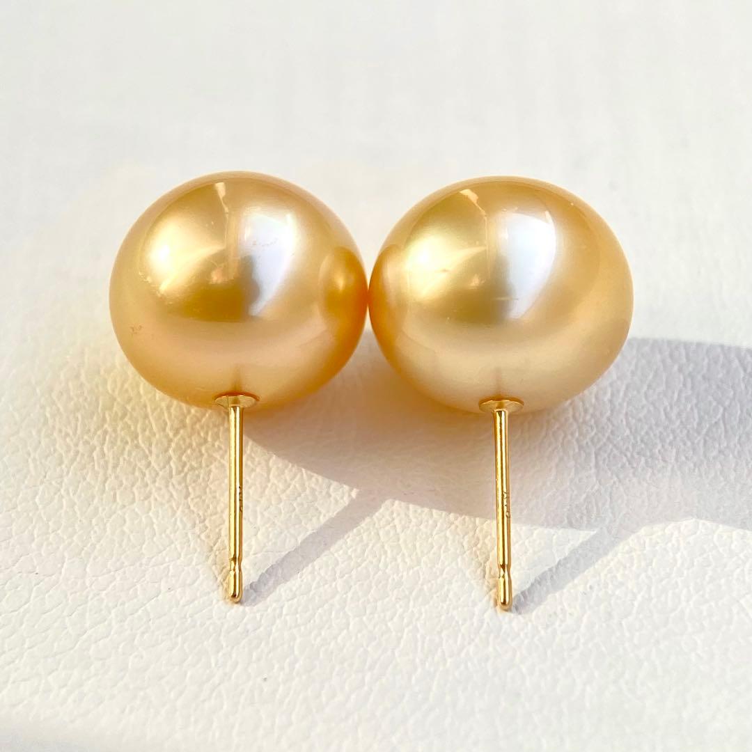 本真珠南洋白蝶真珠ゴールド11.6㍉k18直結ピアスBL927