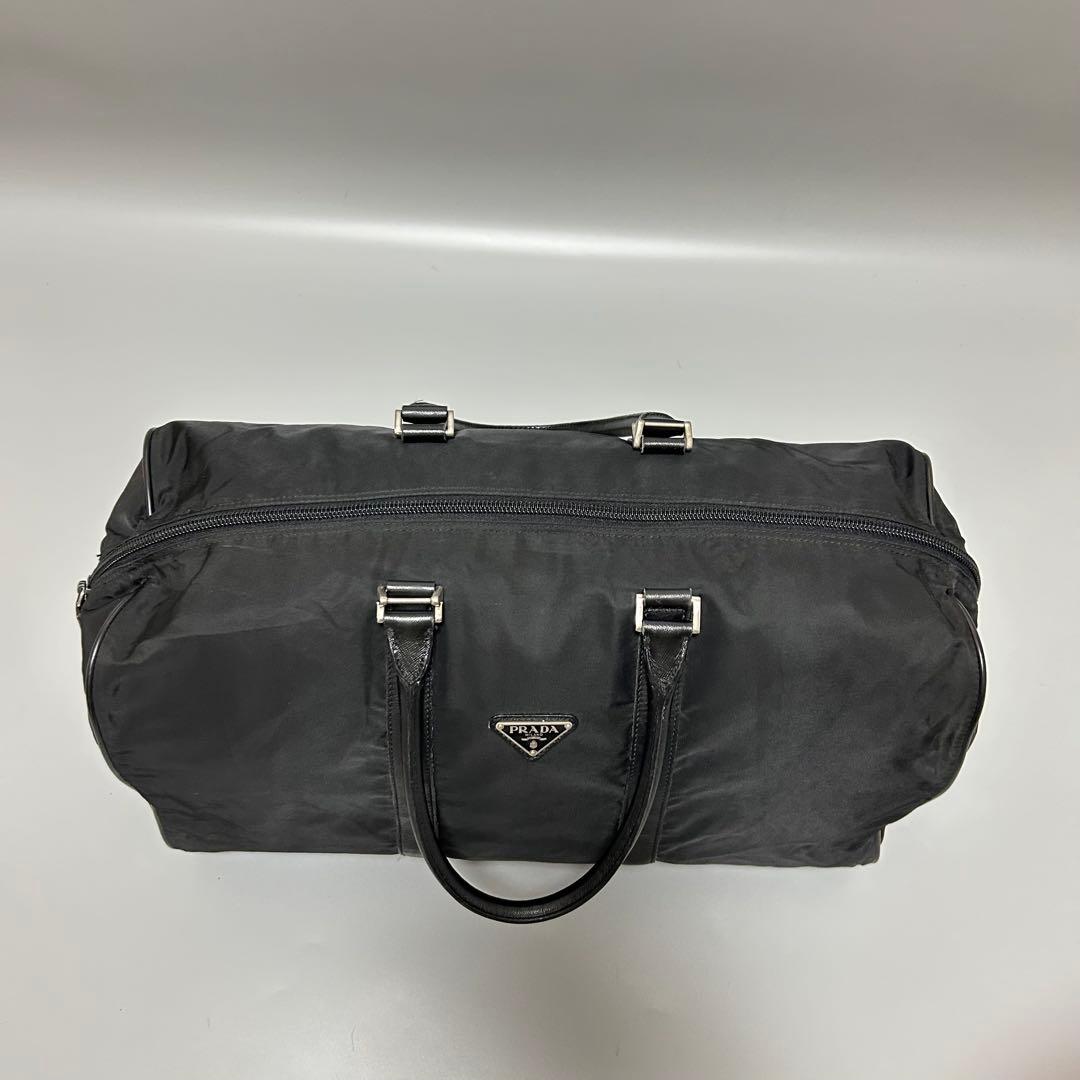 PRADA プラダ ボストンバッグ トラベルバッグ 三角プレート 大容量 黒色
