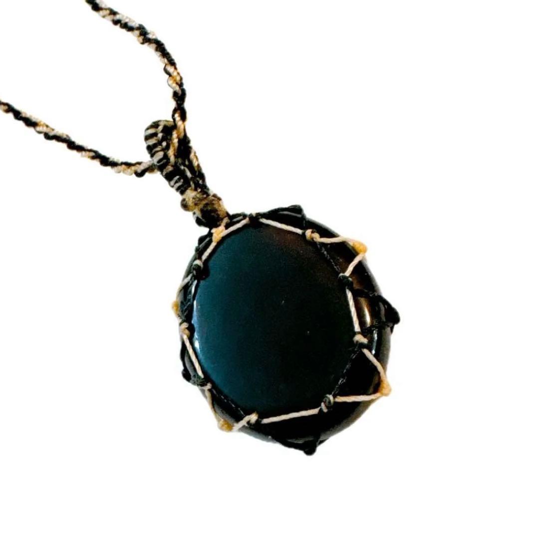 天然アパタイト ペンダントネックレス　約6g マクラメ　1点物　ブルー