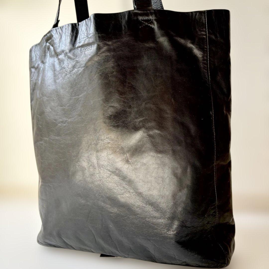 エムゼロエイトファイブワン m0851 アニリン レザー トートバッグ ブラック