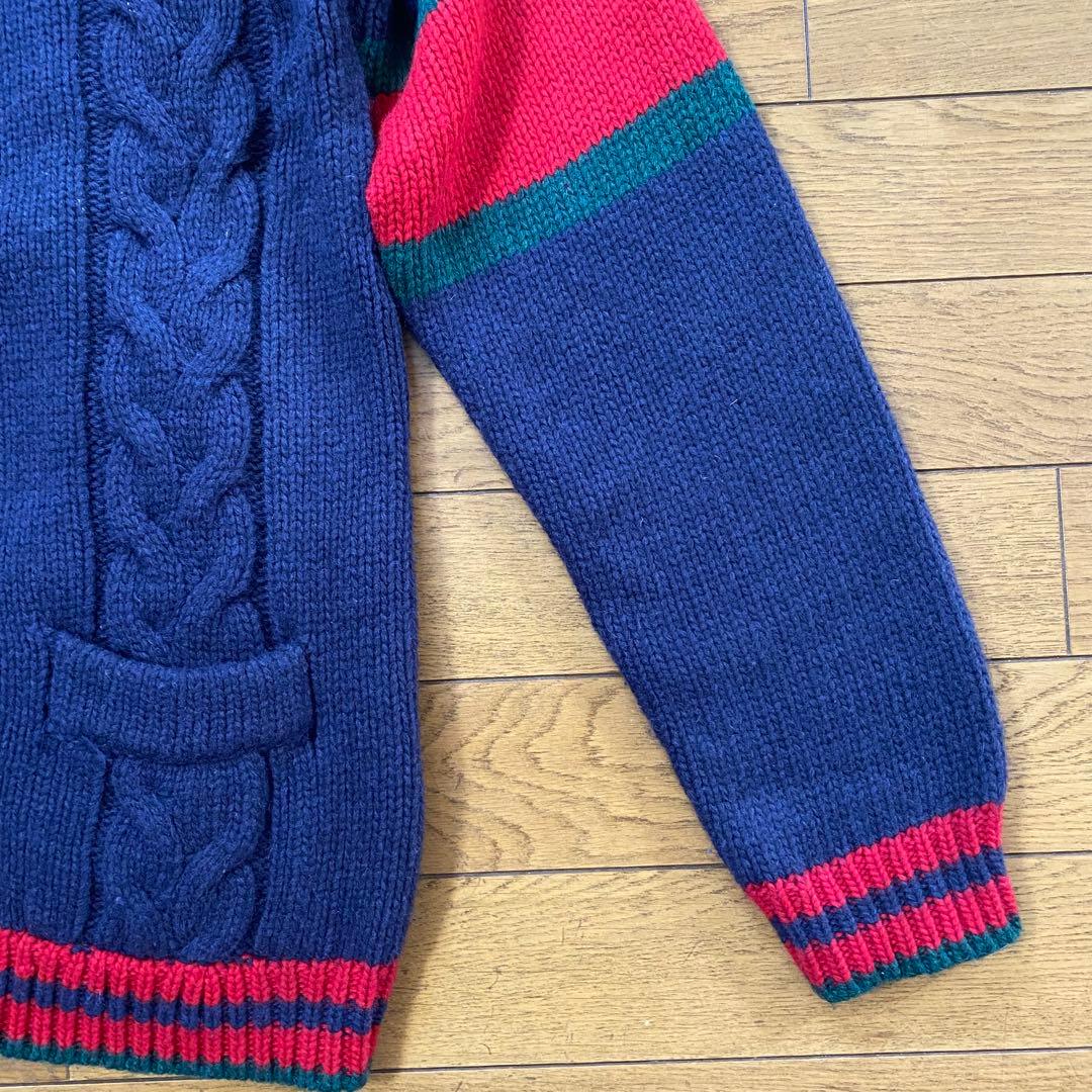 GUCCI ウール ケーブルニットカーディガン 紺 S