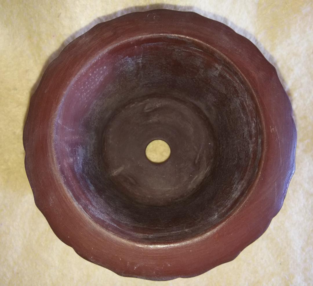 茶色 陶器製 装飾的な鉢 約10cm