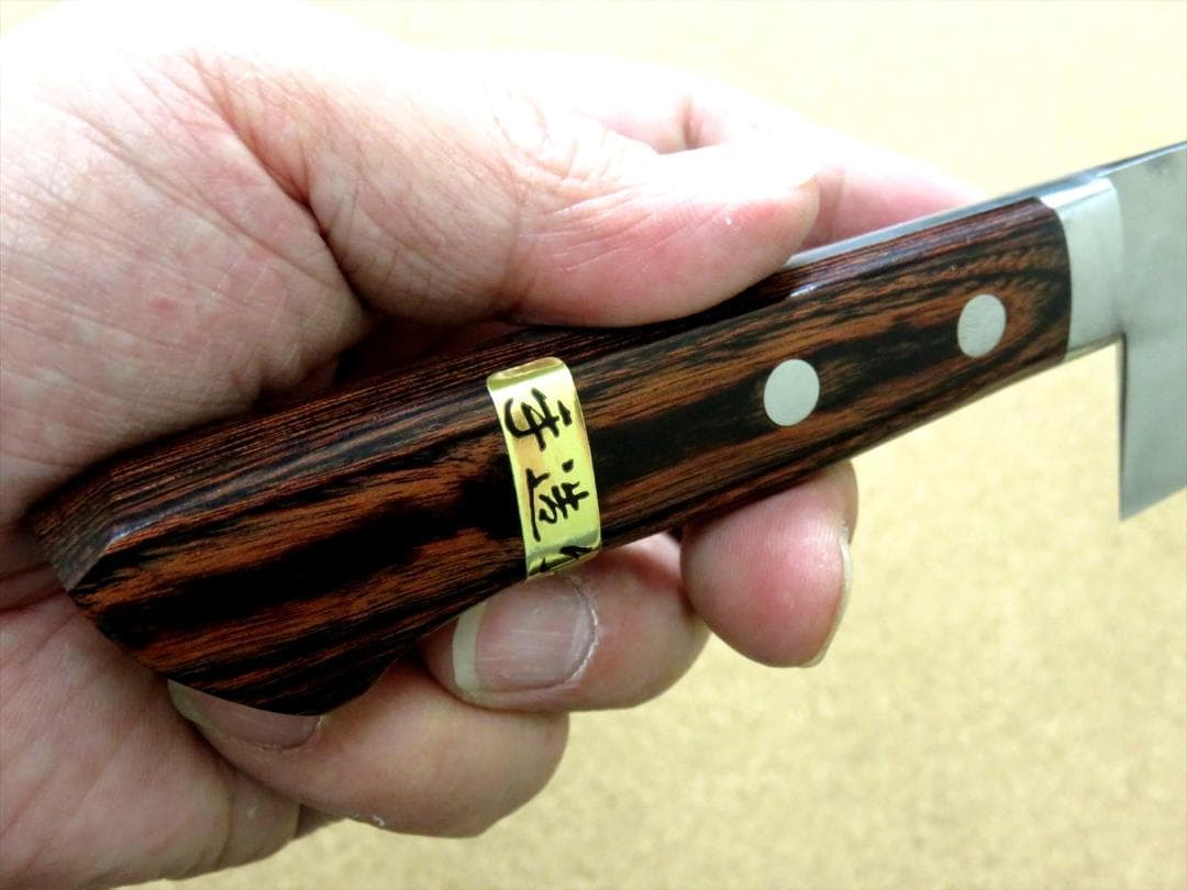 関の刃物 三徳包丁 170mm 鎚目鍛造 本割込 3層鋼 口金付 両刃 万能包丁