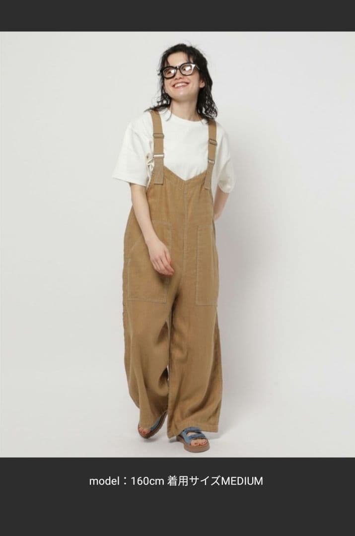 美品☆ニコアンド FINEリネンツイルサロペット M