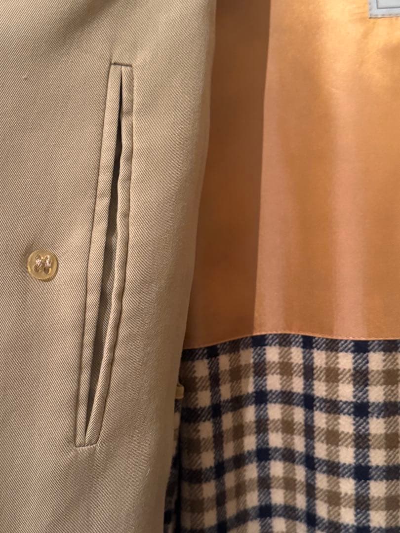 Aquascutum ベルテッドコートmade in England
