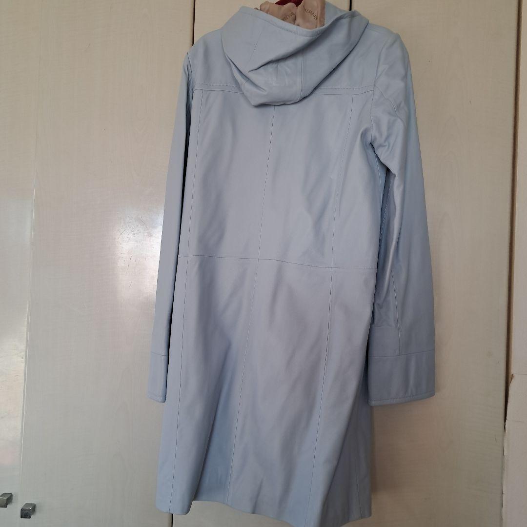 ラムレザー、フード付きコート