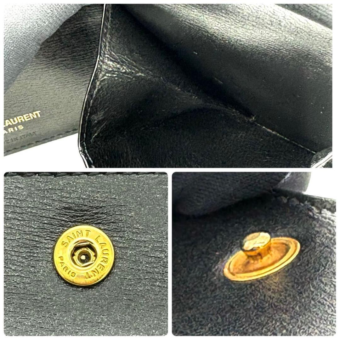 サンローラン 折財布 カサンドラ カーフ レザー 黒 ブラック 2455