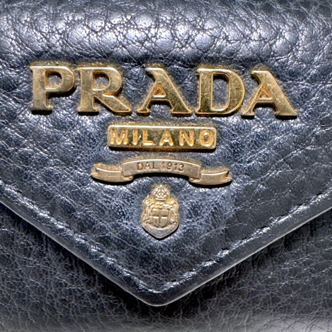 ♡美品♡PRADA プラダ 三つ折り財布 レター バイカラー ブラック レッド