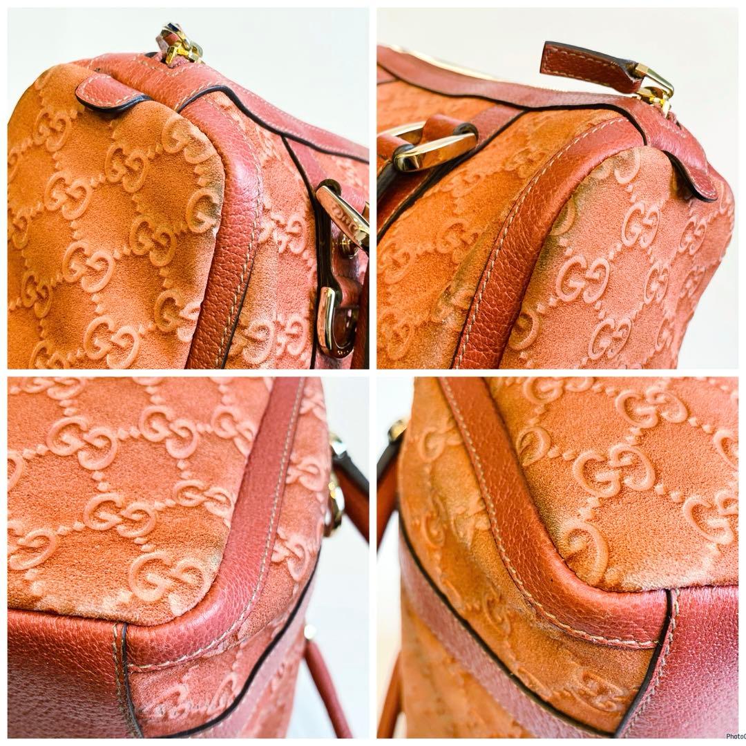 グッチ　GUCCI　ミニボストンバッグ　ハンドバッグ　gg柄　スウェード