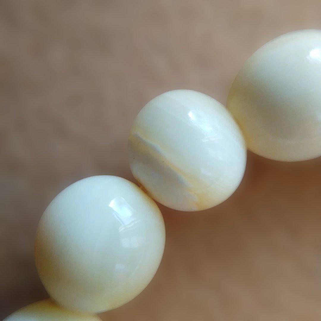 鯨歯　マッコウ鯨　牙玉ブレスレット　19㎝