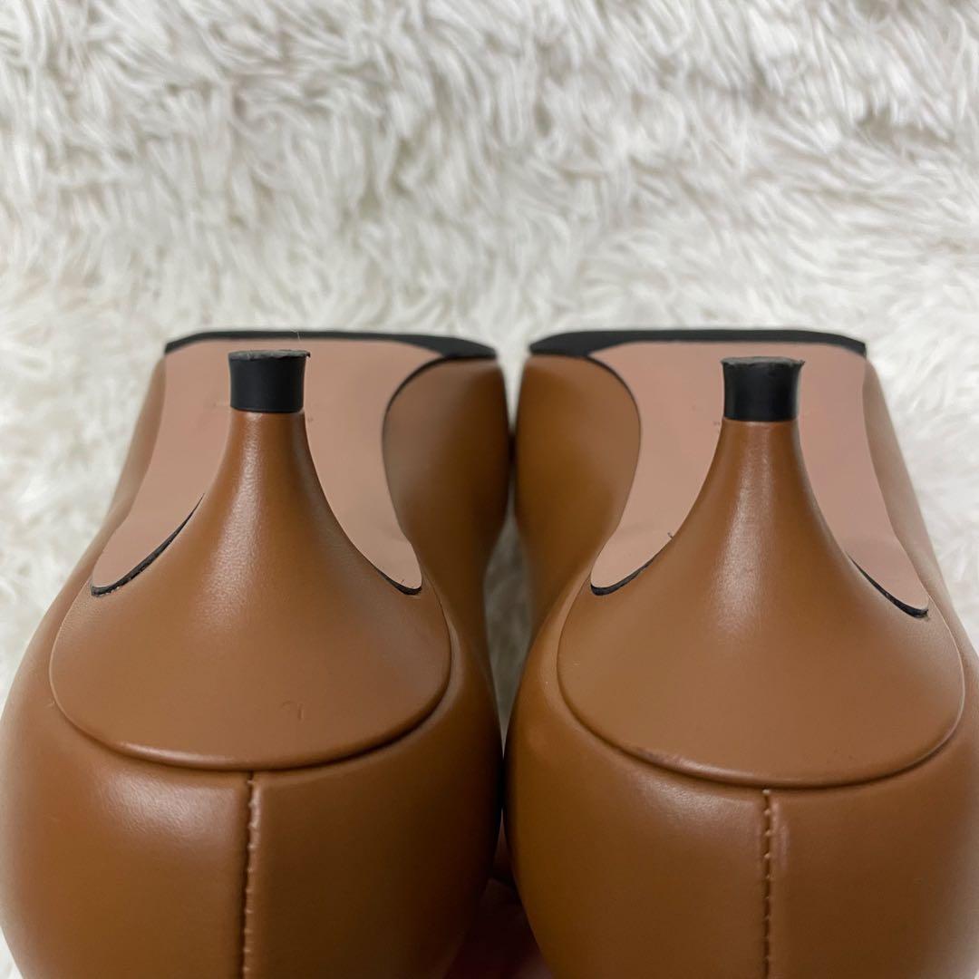 極美品　ペリーコ　アネッリ　パンプス　ローヒール　ブラウン　レザー