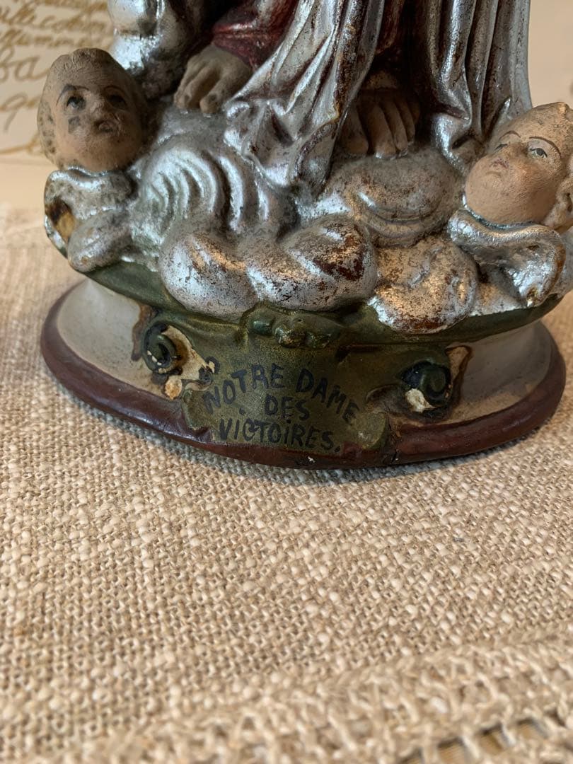 フランス製　アンティーク1920年特大43㎝ノートルダム　レアな銀色のマリア様！