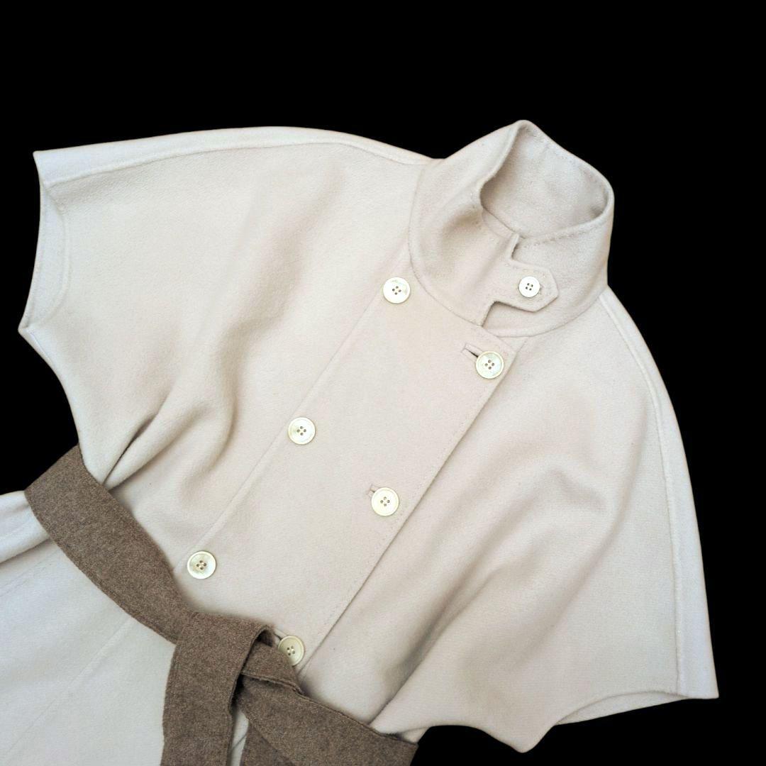 【美品 ベルト付き】モラビト　カシミヤタッチ　ショートスリーブコート　アイボリー