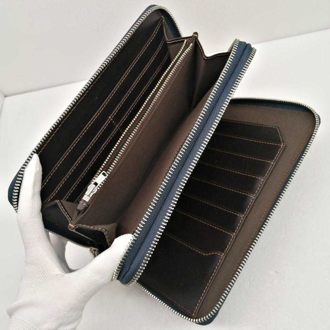 未使用✨ キーファーノイ 牛革　オーガナイザー　クラッチ　クロコ型押し　ブルー