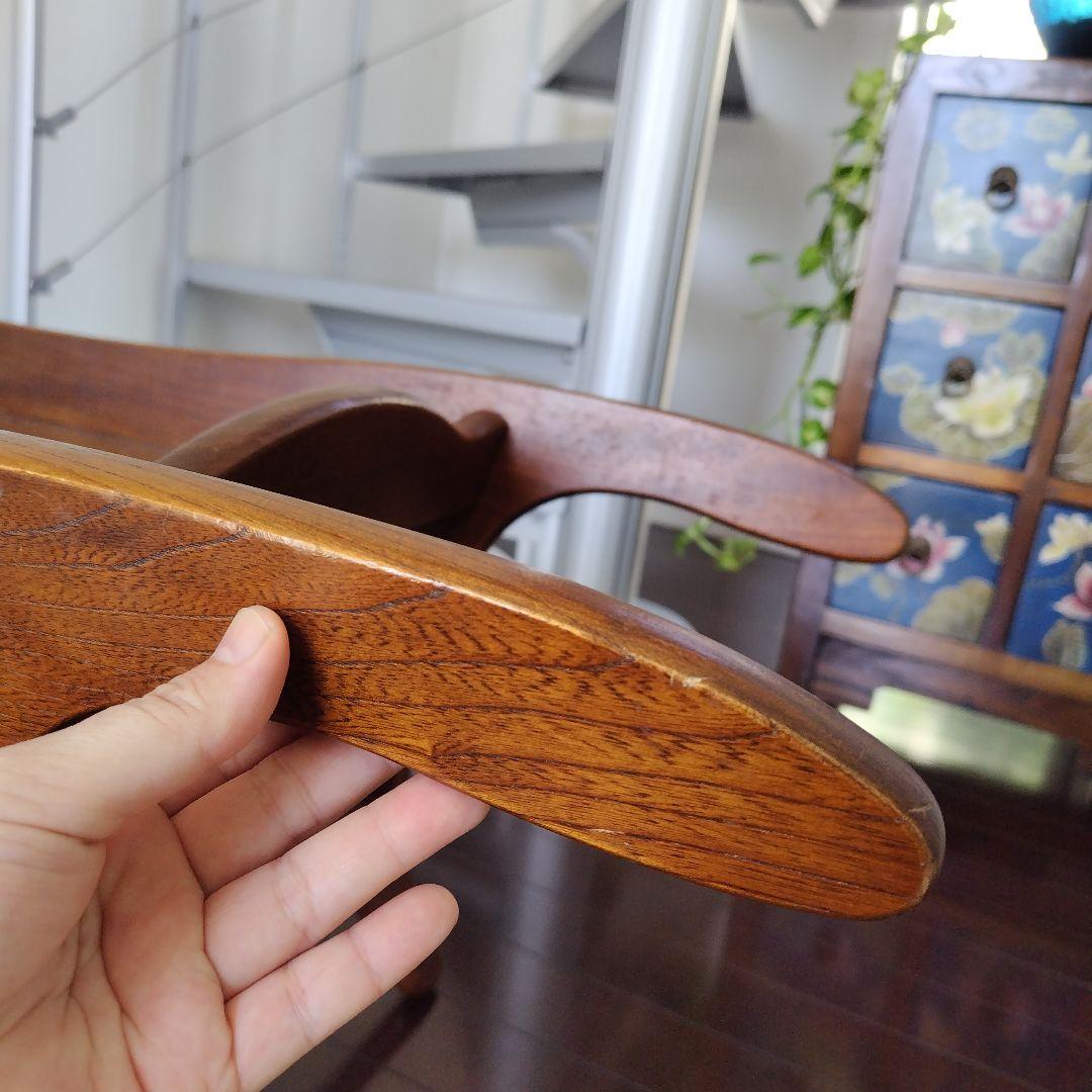 【レア】オールドカリモク レトロ 天然木 手押し車 一輪車 大型