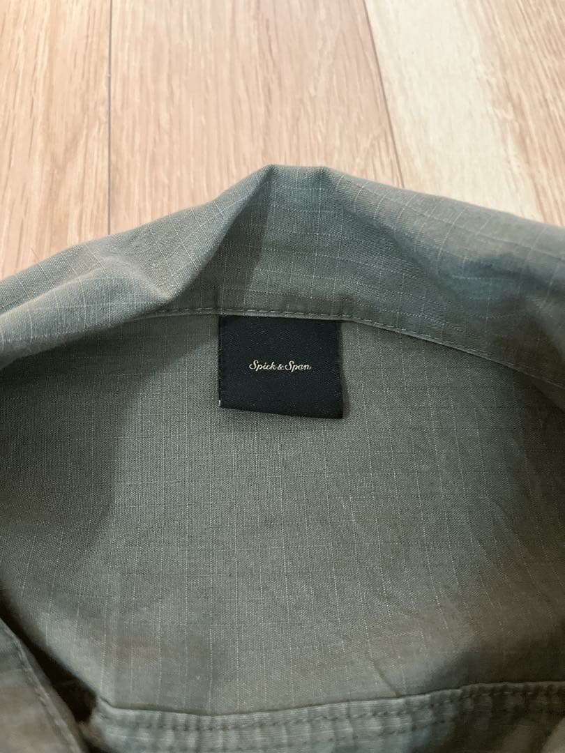 スピック＆スパン　リップストップミリタリーシャツブルゾン　カーキ　ベイクルーズ