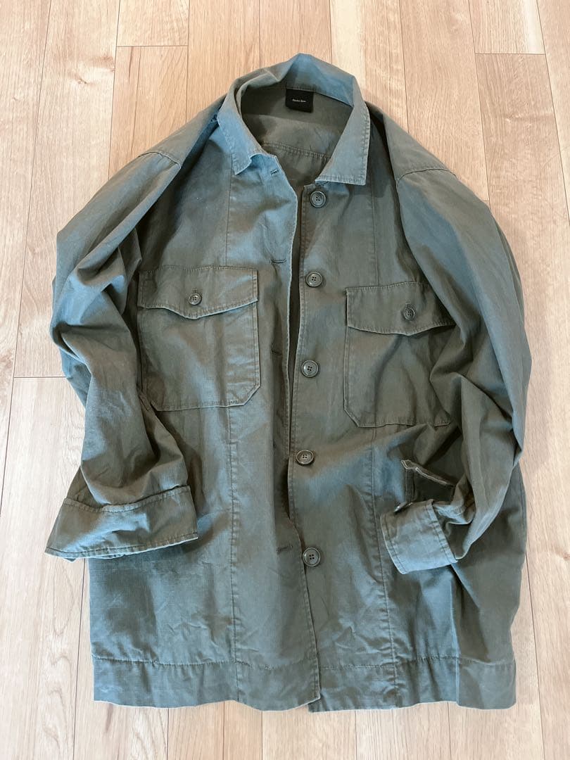 スピック＆スパン　リップストップミリタリーシャツブルゾン　カーキ　ベイクルーズ