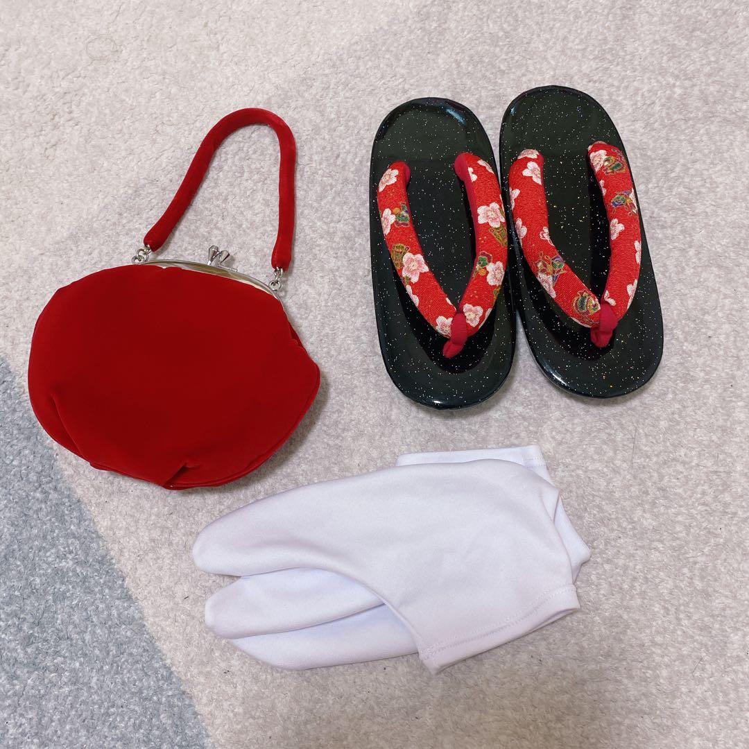 七五三 5歳 6歳 小さめ7歳 アンティーク 着物 帯 バッグ 草履 セット