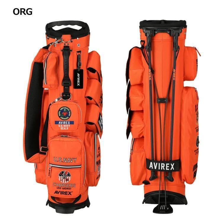 新品 AVIREX アヴィレックスゴルフ スタンド キャディバッグ オレンジ