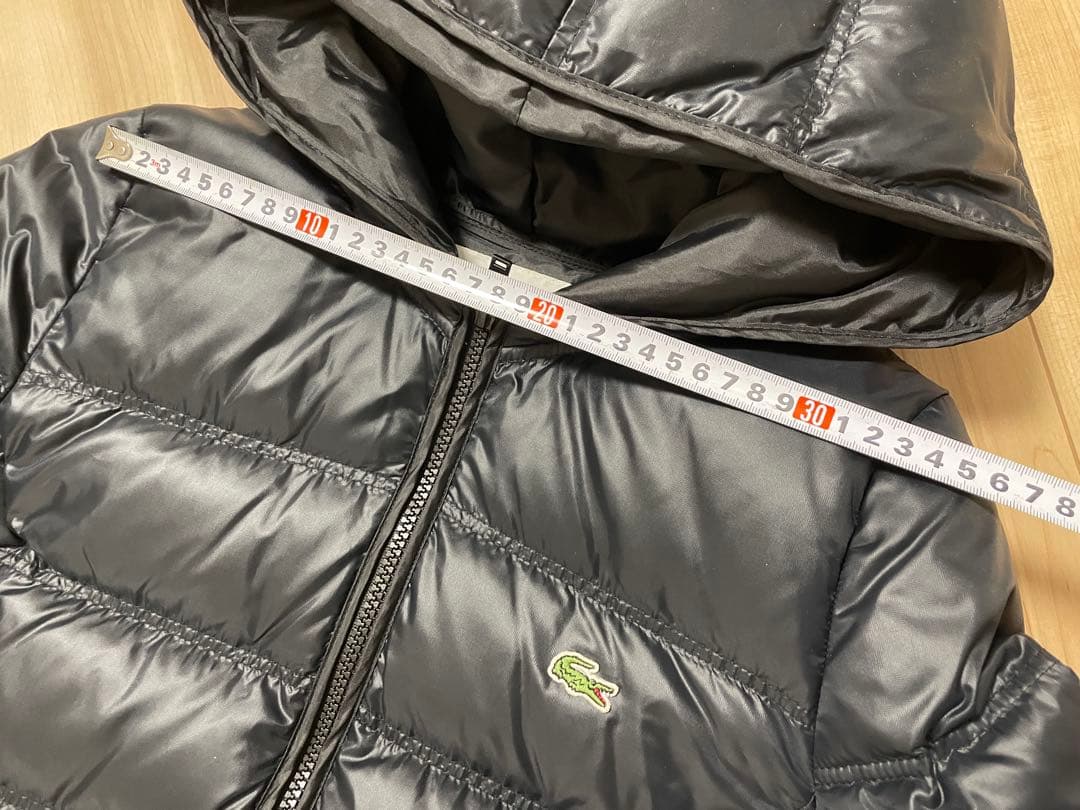 【びらページ】LACOSTE フード付き ブラックダウンジャケット