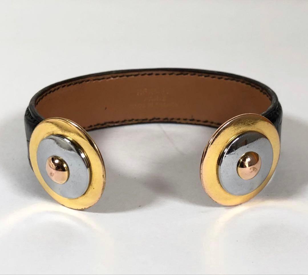 希少 HERMES エルメス バングル クロコダイル レザー ブラック