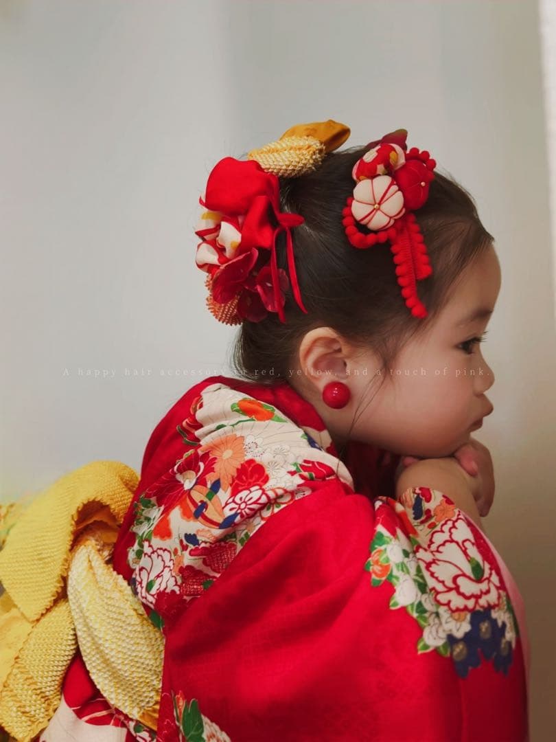 七五三　七五三髪飾り　ヘッドドレス　着物髪飾り可愛い黄色の髪飾り　036