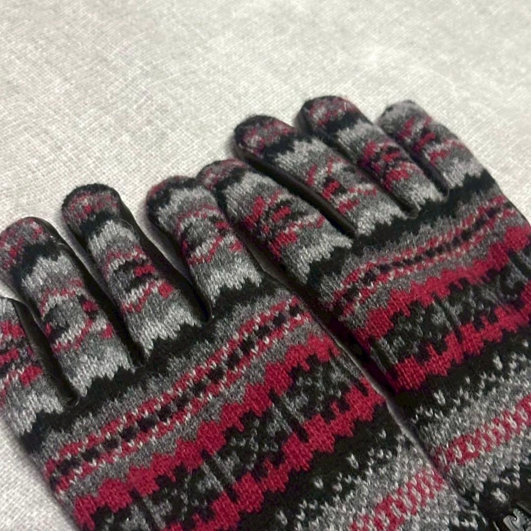 MONCLER モンクレール 本革 ニット手袋 メンズ