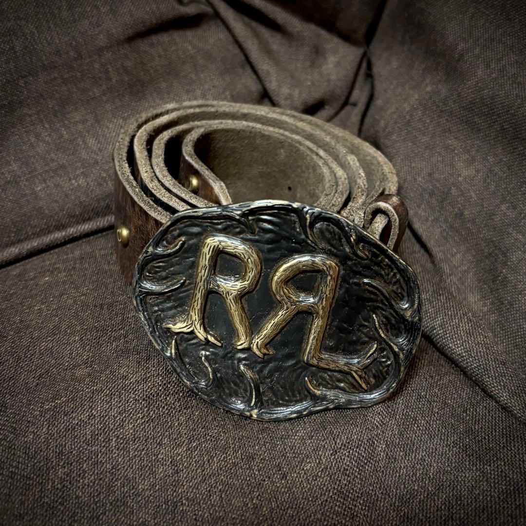 DOUBLE RL RRL ロゴ レザーベルト