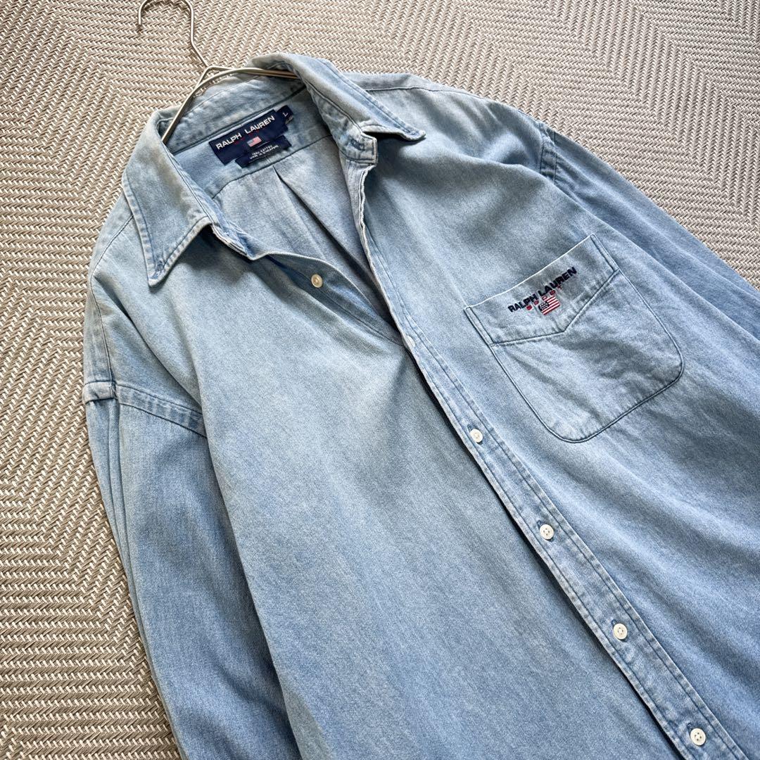 美品 ラルフローレン 90's ビンテージ デニムシャツ オーバーサイズ XL〜