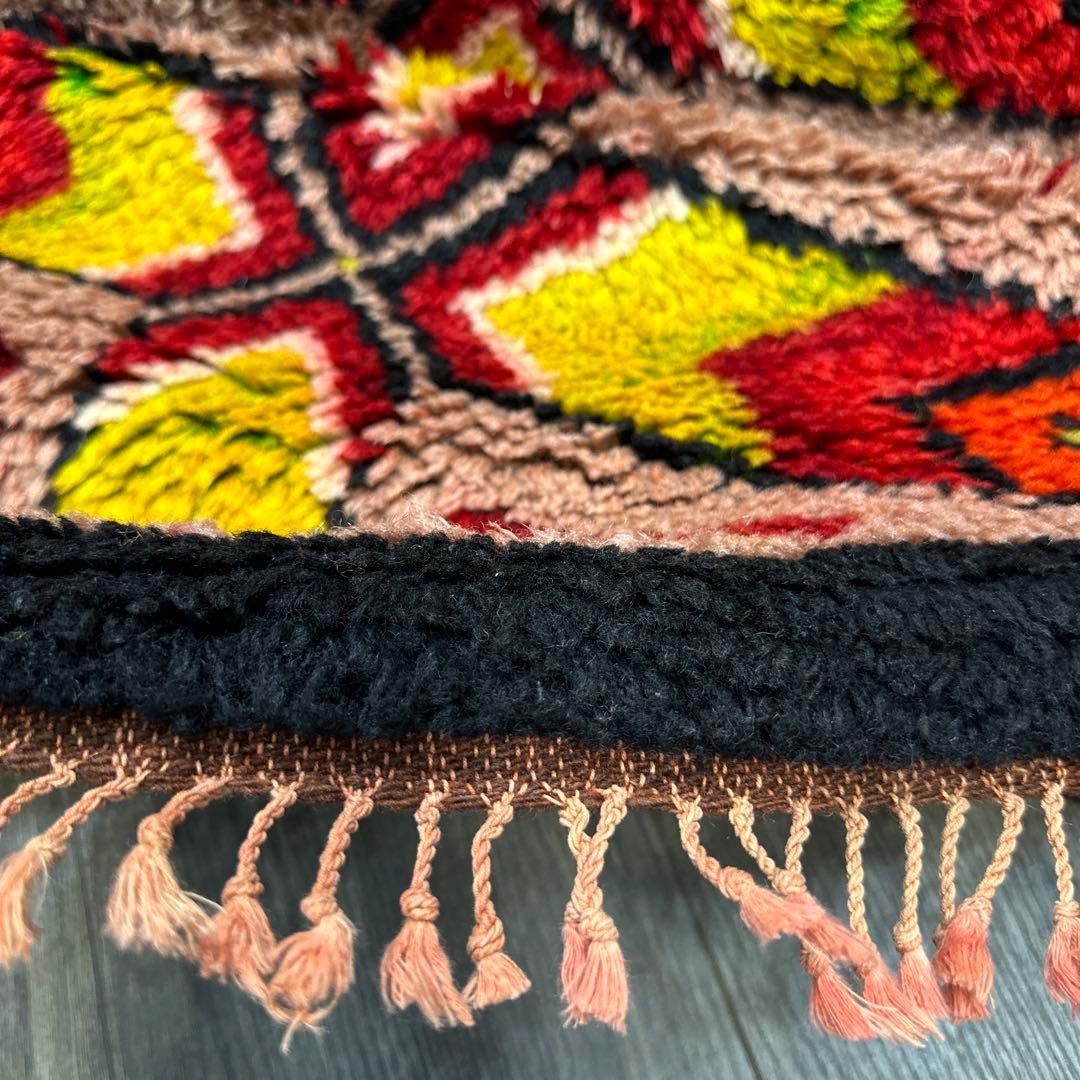 183cmx135cmモロッコ絨毯ふわふわファインウールヴィンテージ ラグ