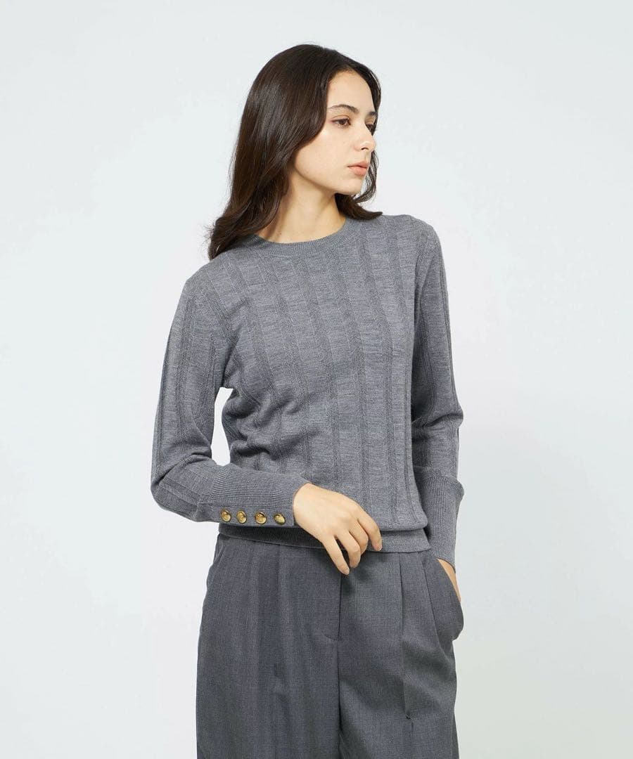 美品 EPOCA ヘリンボンニット グレー