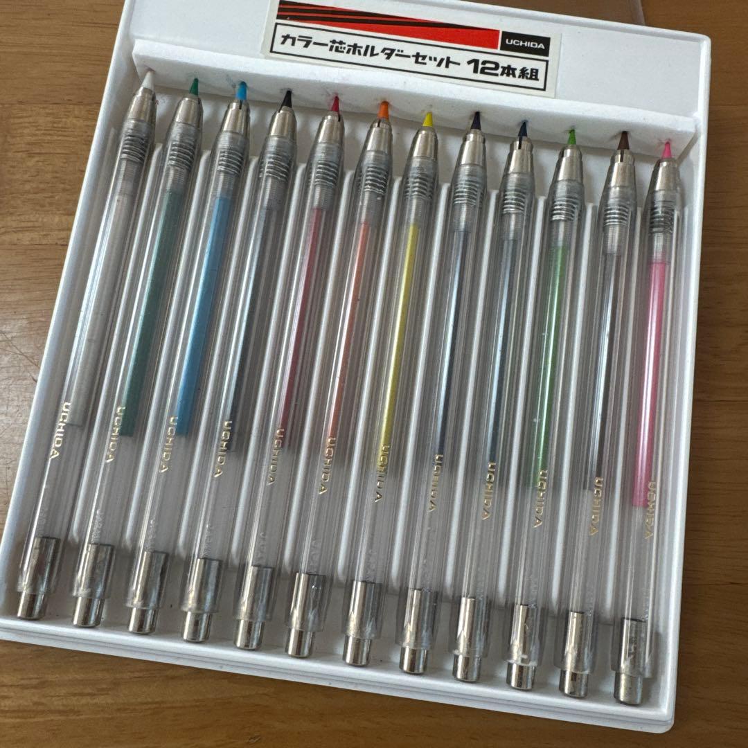 新品 廃盤 UCHIDA ウチダ カラー 芯ホルダー 12本セット クリア 透明