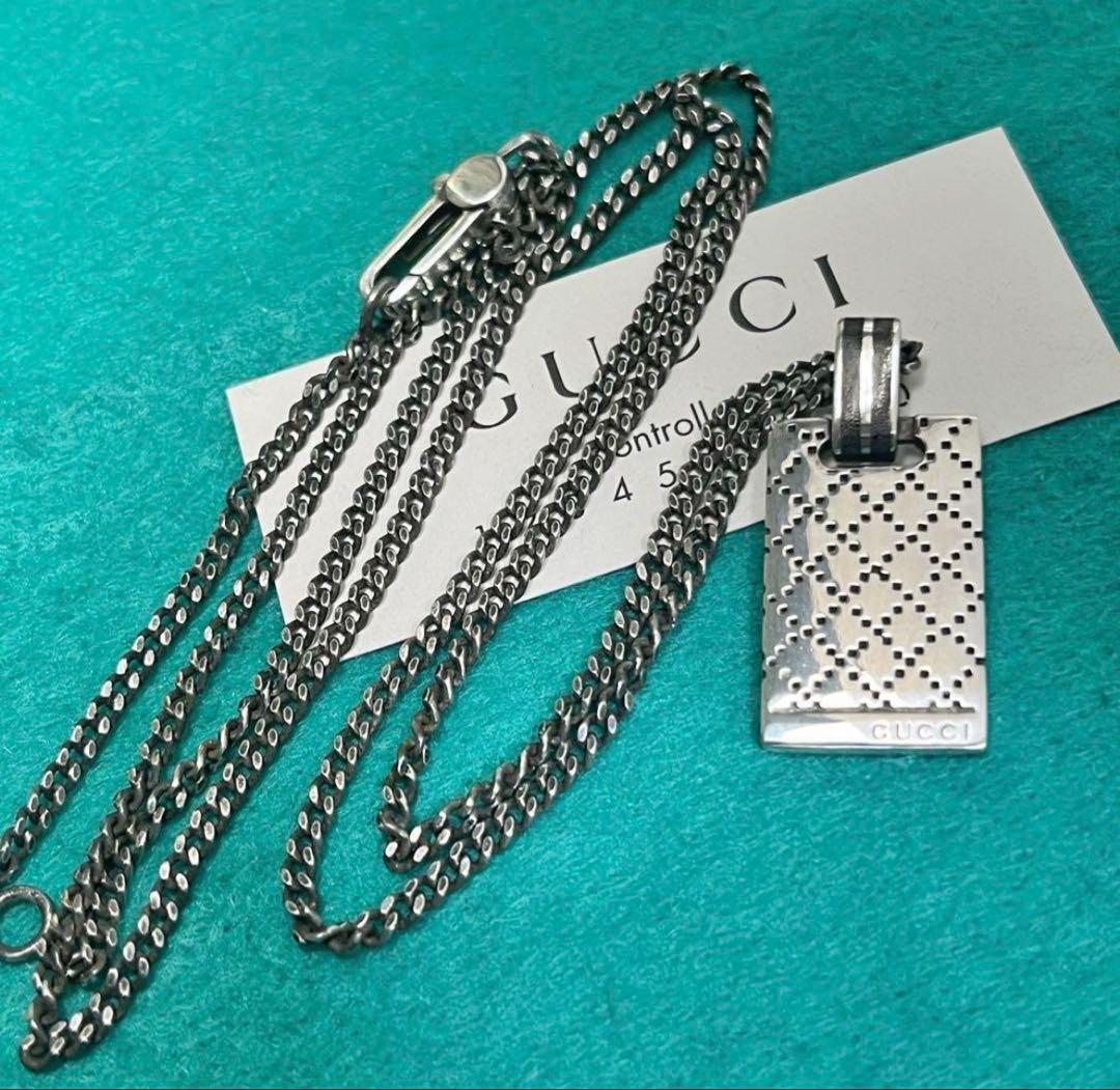 美品　GUCCI ディアマンテプレートネックレス（ブラック）