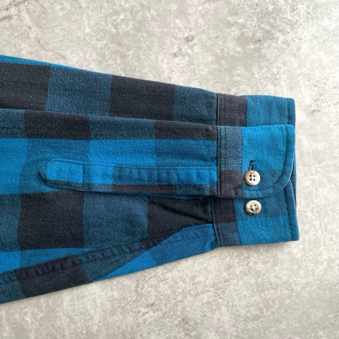 最高で最強の配色 90s ST JOHN'S BAY ネルシャツ 青×黒 M