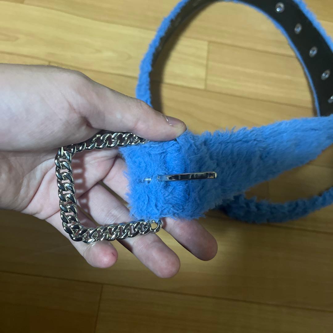 AFB FUR BELT ベルト　ファー 青　ブルー