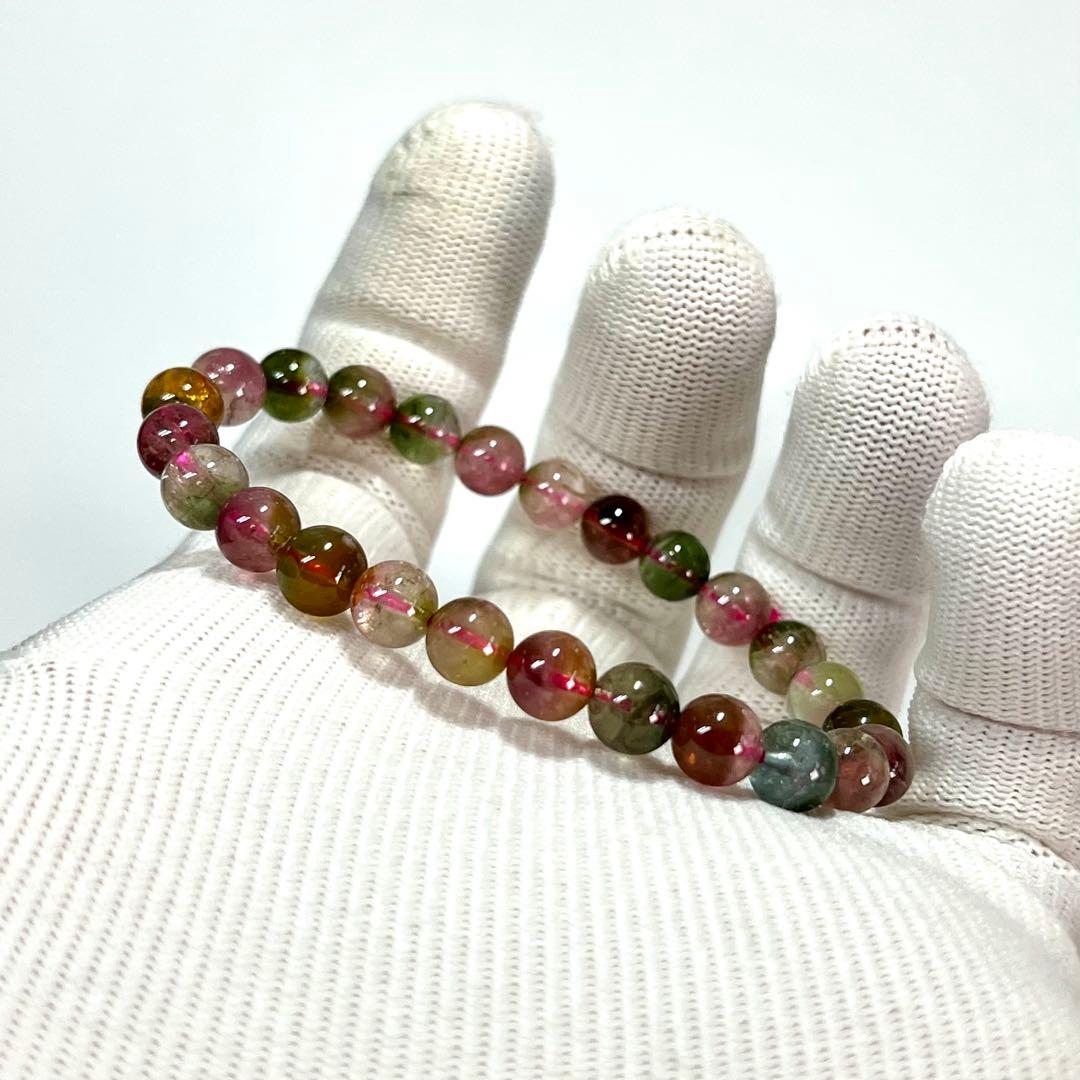 高品質　ウォーターメロントルマリンブレスレット　透明感あり　2