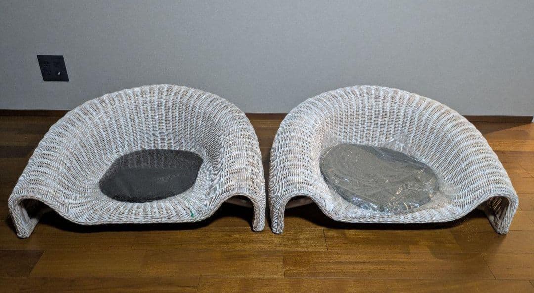 【美品】ラタン　座椅子　ホワイトウォッシュ　桜屋工業　ra-802