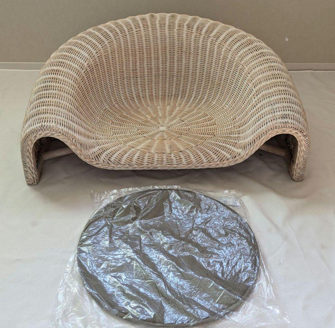 【美品】ラタン　座椅子　ホワイトウォッシュ　桜屋工業　ra-802