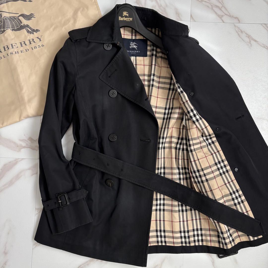 人気◆バーバリーロンドン ベルト付 トレンチコート ショート丈 9号 M
