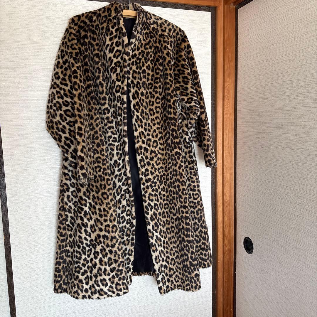 レア・ヴィンテージ・古着・ヒョウ柄・Ａライン・ロングコート。