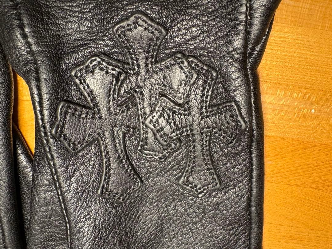 CHROMEHEARTS クロムハーツ 3セメタリークロスパッチ レザーグローブ