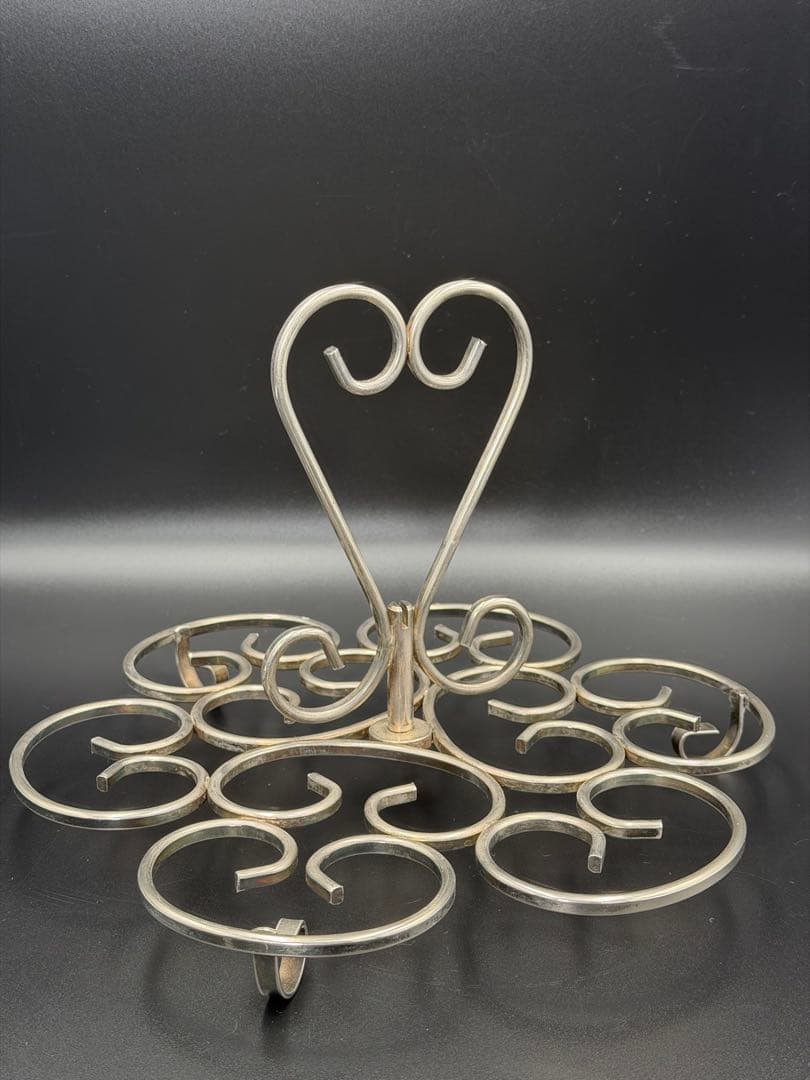 アンティーク プレーテッドシルバー ケーキスタンド カップホルダー ハート 英仏