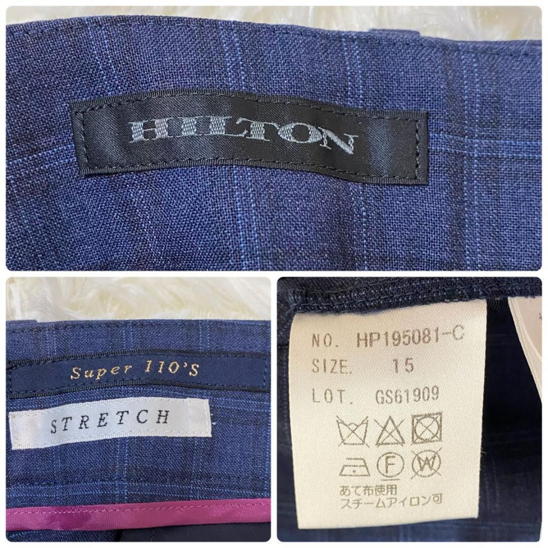 【美品】HILTON パンツスーツ ネイビー チェック ツーパンツ
