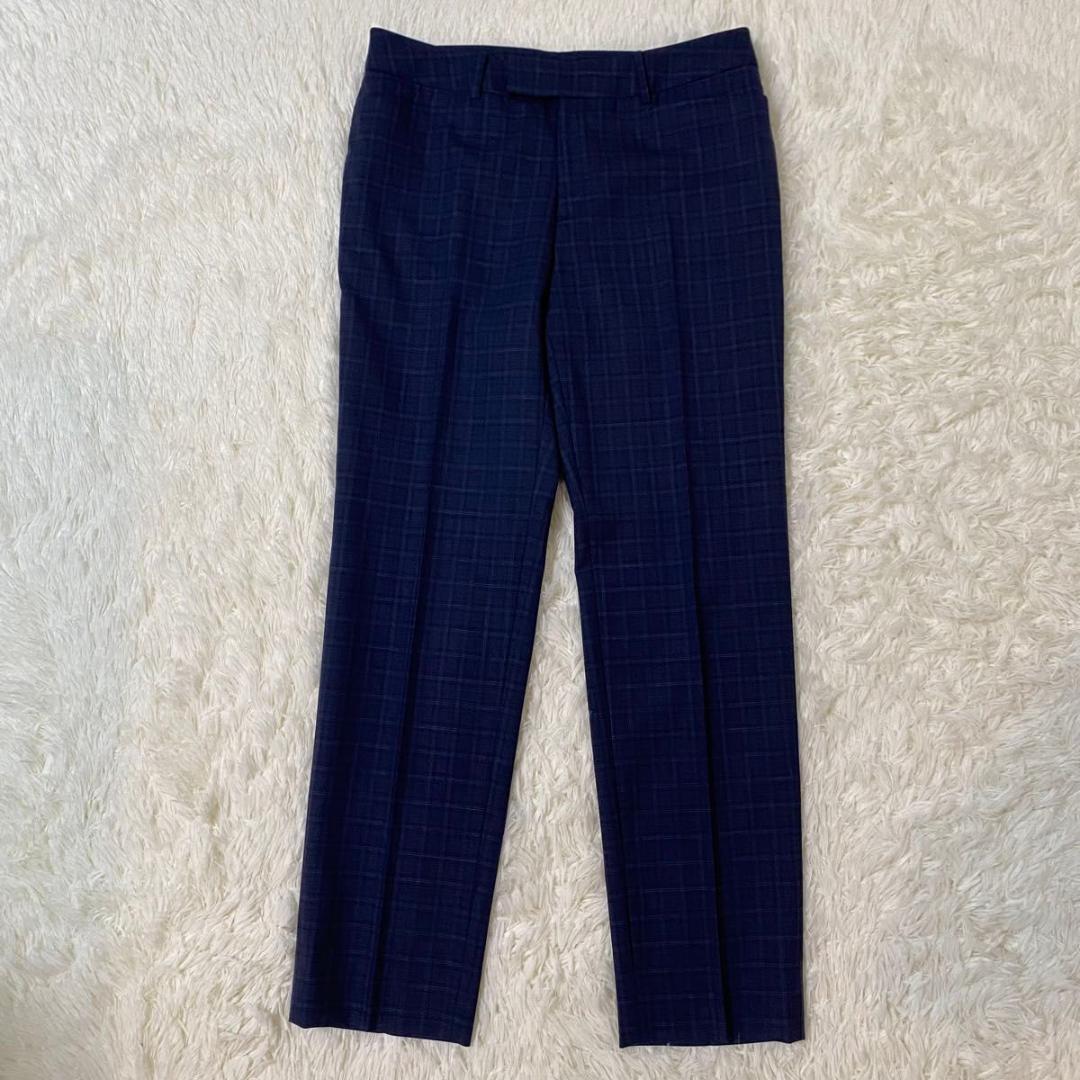 【美品】HILTON パンツスーツ ネイビー チェック ツーパンツ