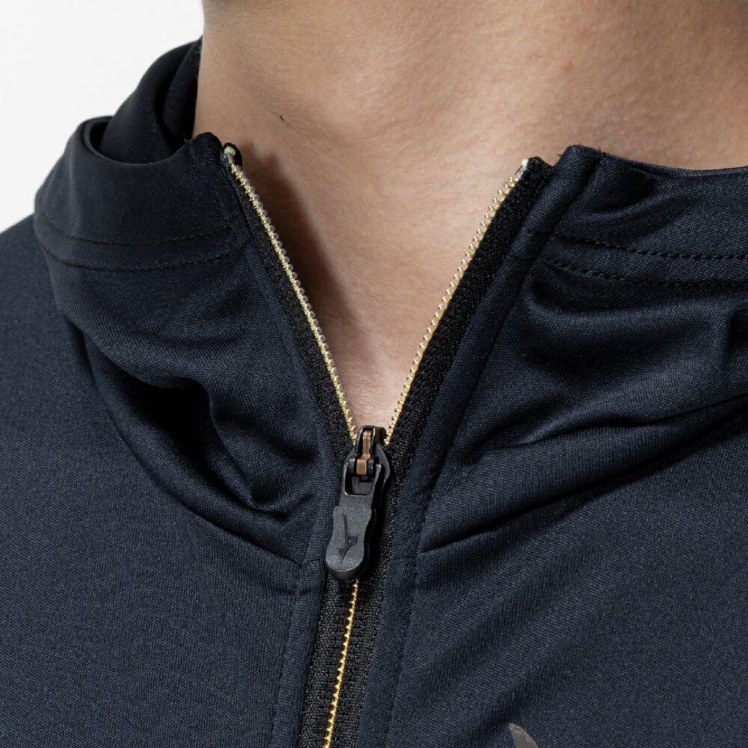 【ミズノプロ】フルZIPフーディ(薄手) ブラック XO 12JECK75