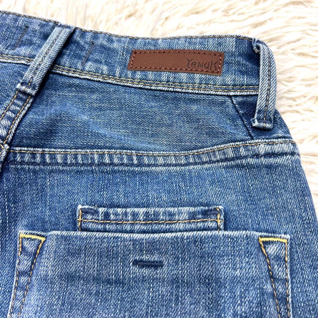 美品✨YANUK ヤヌーク セミフレアデニムパンツ ハイウエスト カットオフ