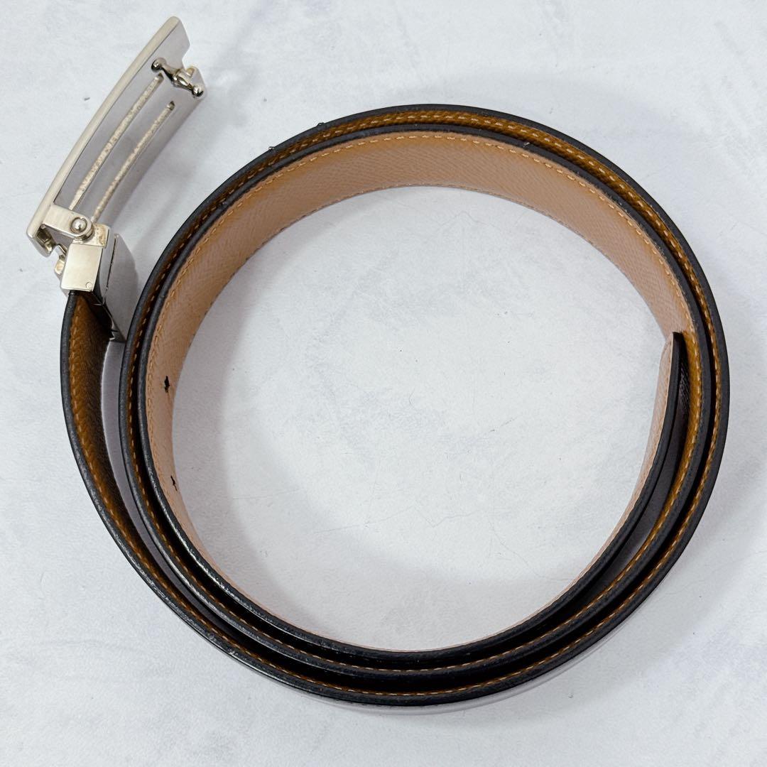 BVLGARI ブルガリ ベルト サフィアーノレザー　シルバーバックルロゴ 美品