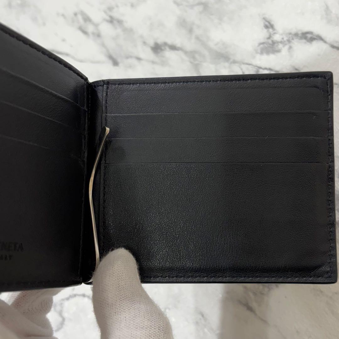 ボッテガヴェネタ カセット マネークリップ 二つ折り財布 ブラック