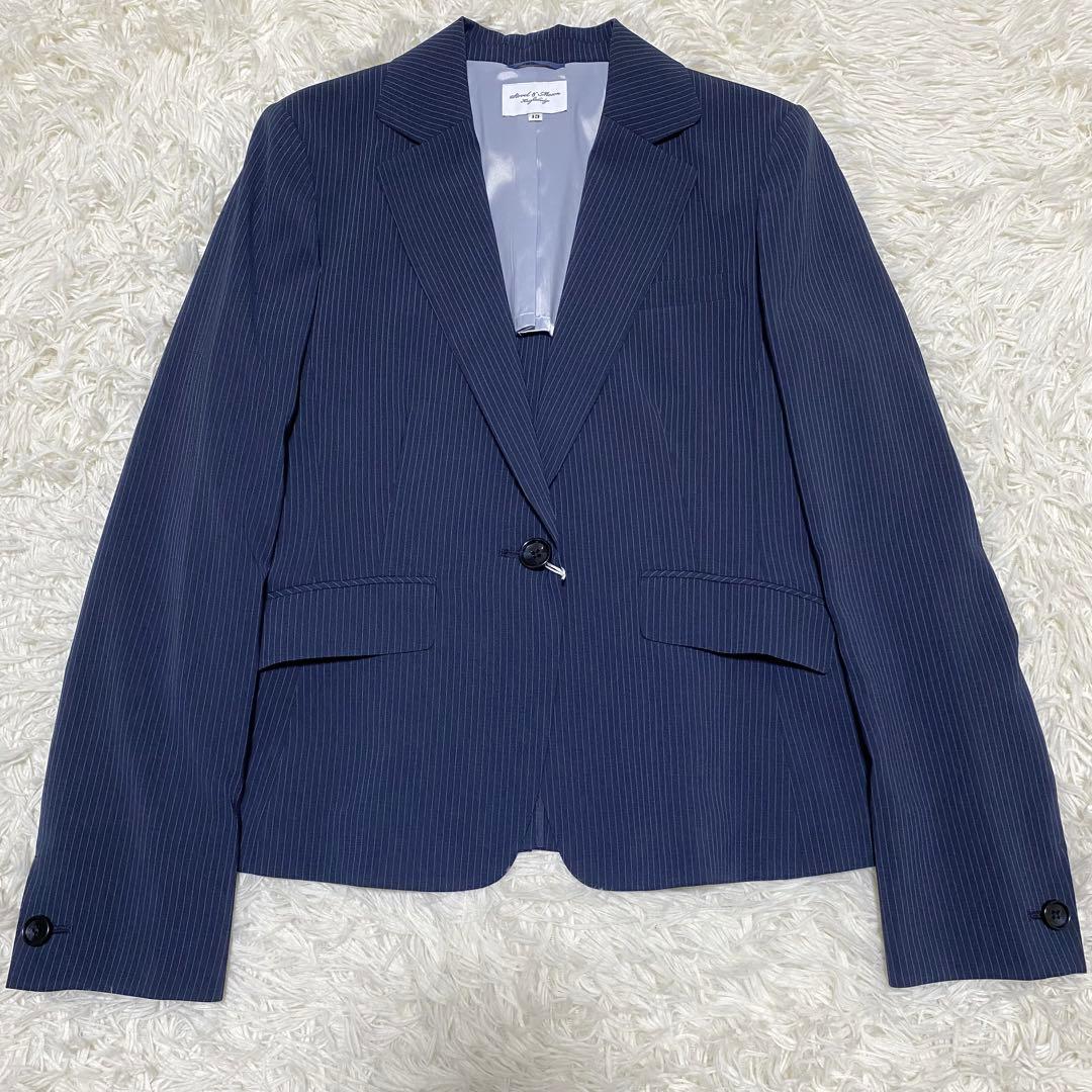 ゆりぴはるやま パンツスーツ 13号 ネイビー ストレッチ ウォッシャブル