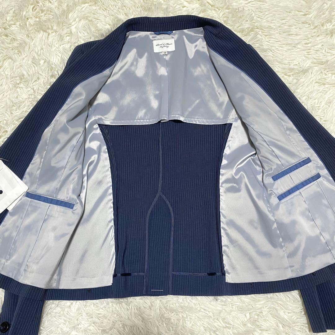 ゆりぴはるやま パンツスーツ 13号 ネイビー ストレッチ ウォッシャブル